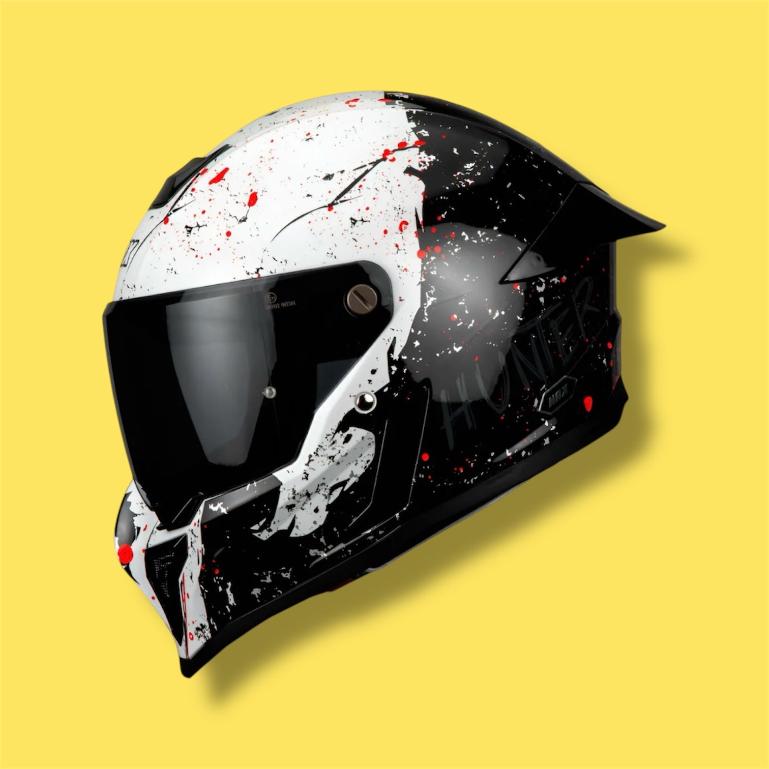 CASCO HAX INTEGRAL BLACK PEARL HUNTER NEGRO BLANCO BRILLO