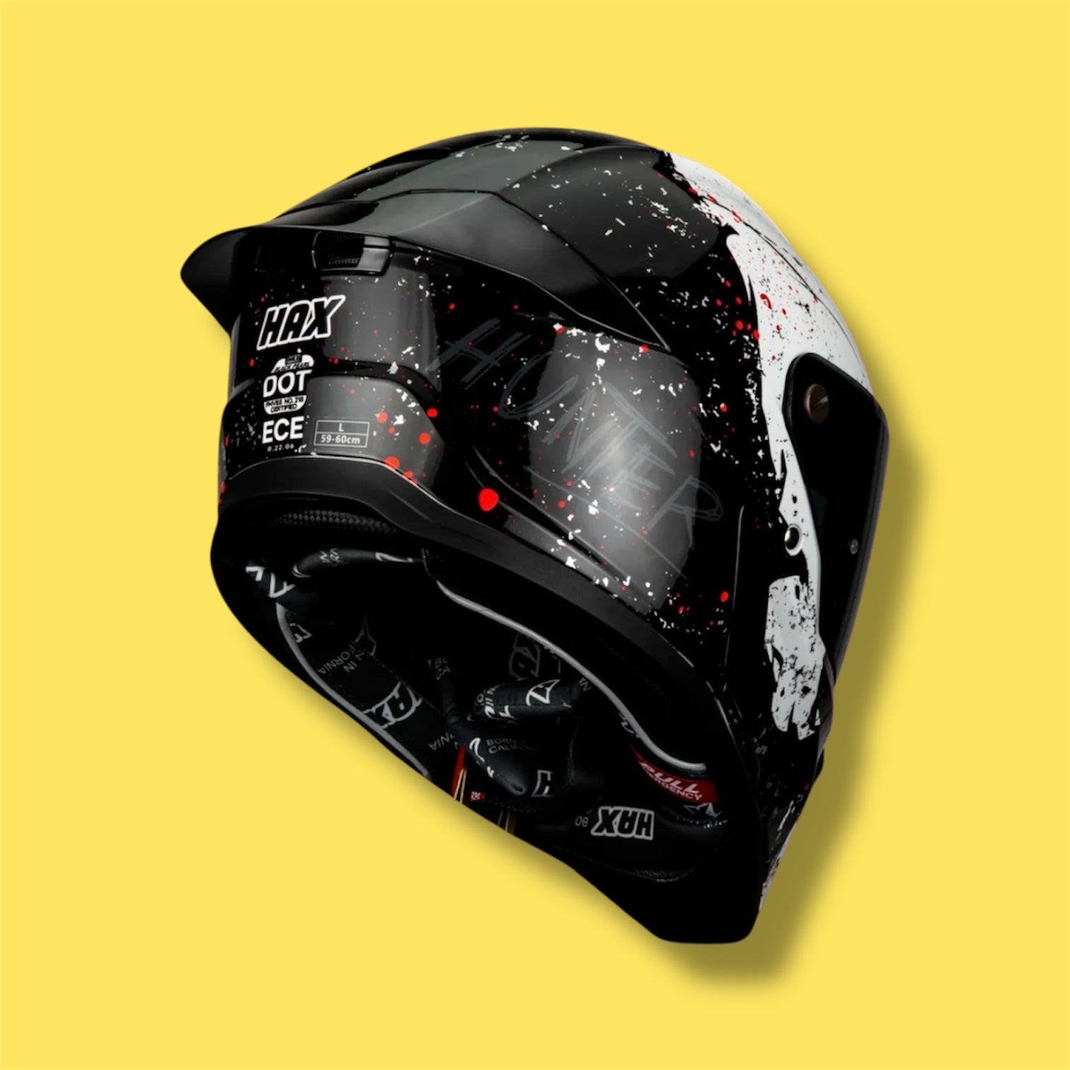 CASCO HAX INTEGRAL BLACK PEARL HUNTER NEGRO BLANCO BRILLO