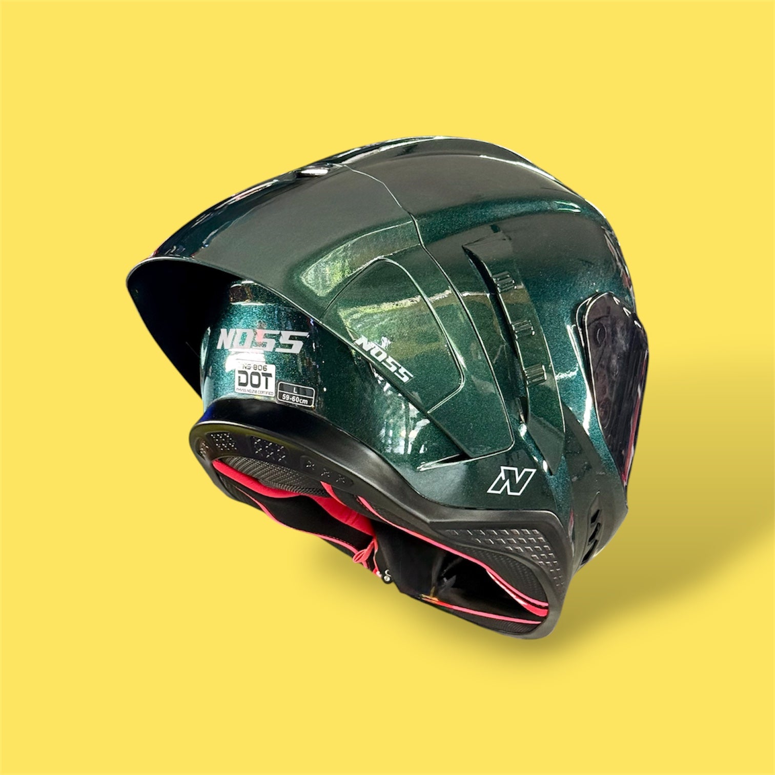 Casco NOSS NS-806S Diamante Negro/Verde Gloss