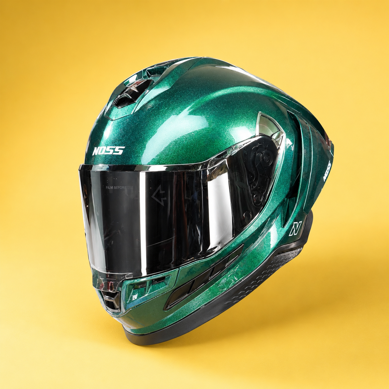 Casco NOSS NS-806S Diamante Negro/Verde Gloss