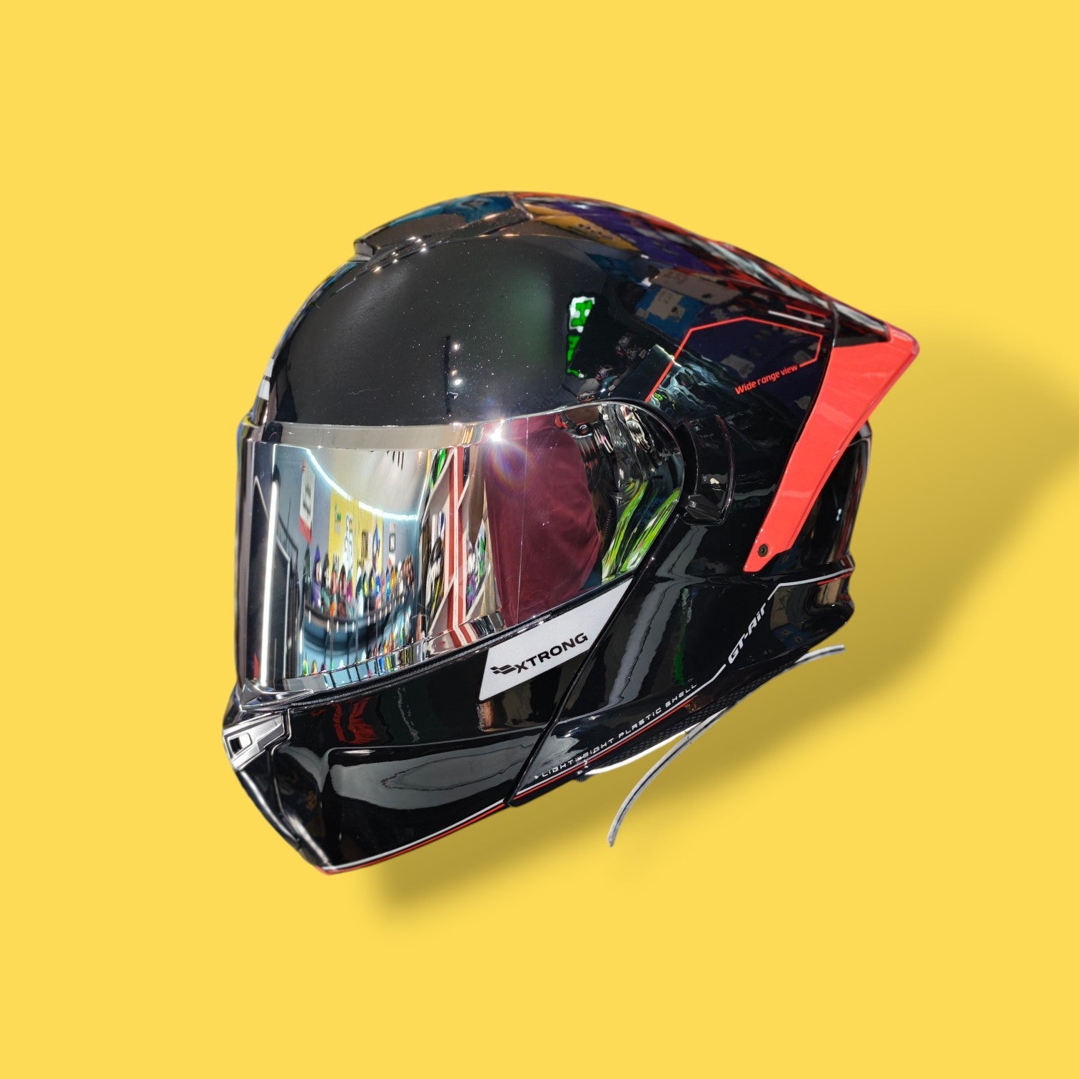 CASCO XTRONG XTR128 PHANTOM SOLID NEGRO ROJO BRILLO