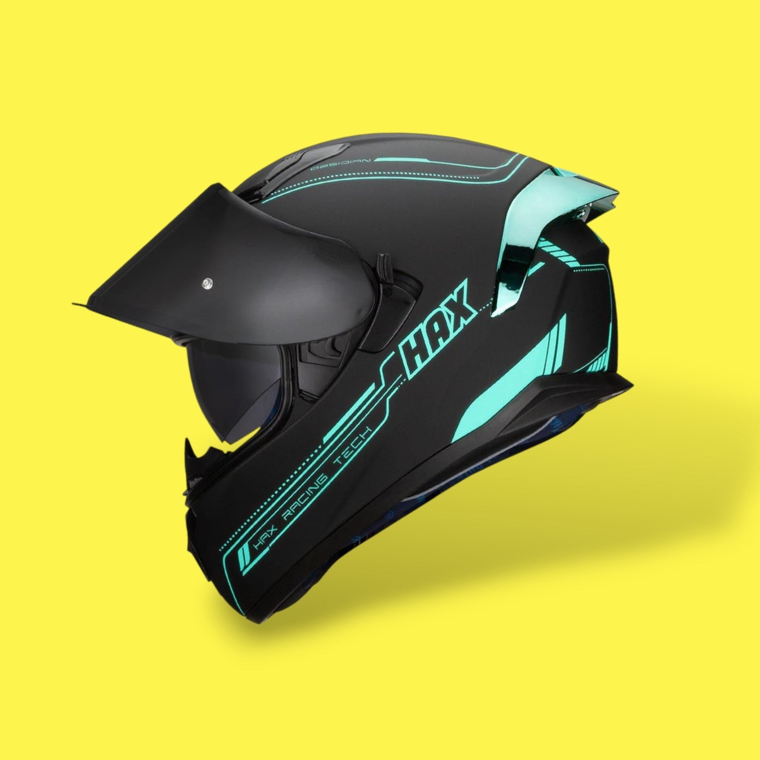 CASCO INTEGRAL HAX OBSIDIAN SOLID NEGRO TURQUESA MATE