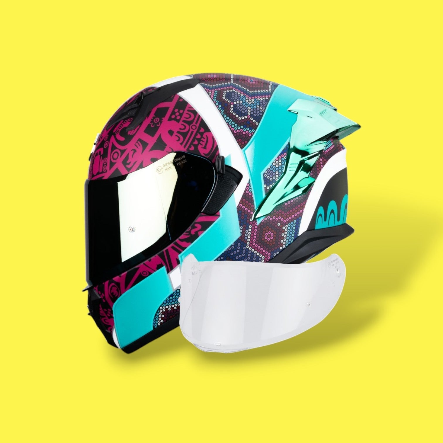 CASCO INTEGRAL HAX OBSIDIAN HUICHOL AQUA MORADO MATE