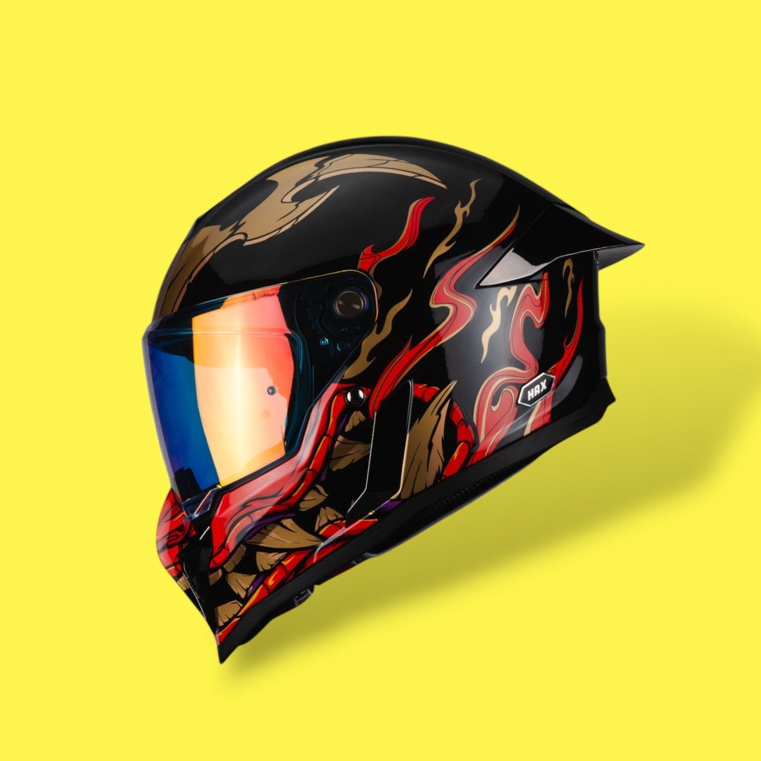 CASCO INTEGRAL HAX BLACK PEARL SHOGUN NEGRO ROJO BRILLO