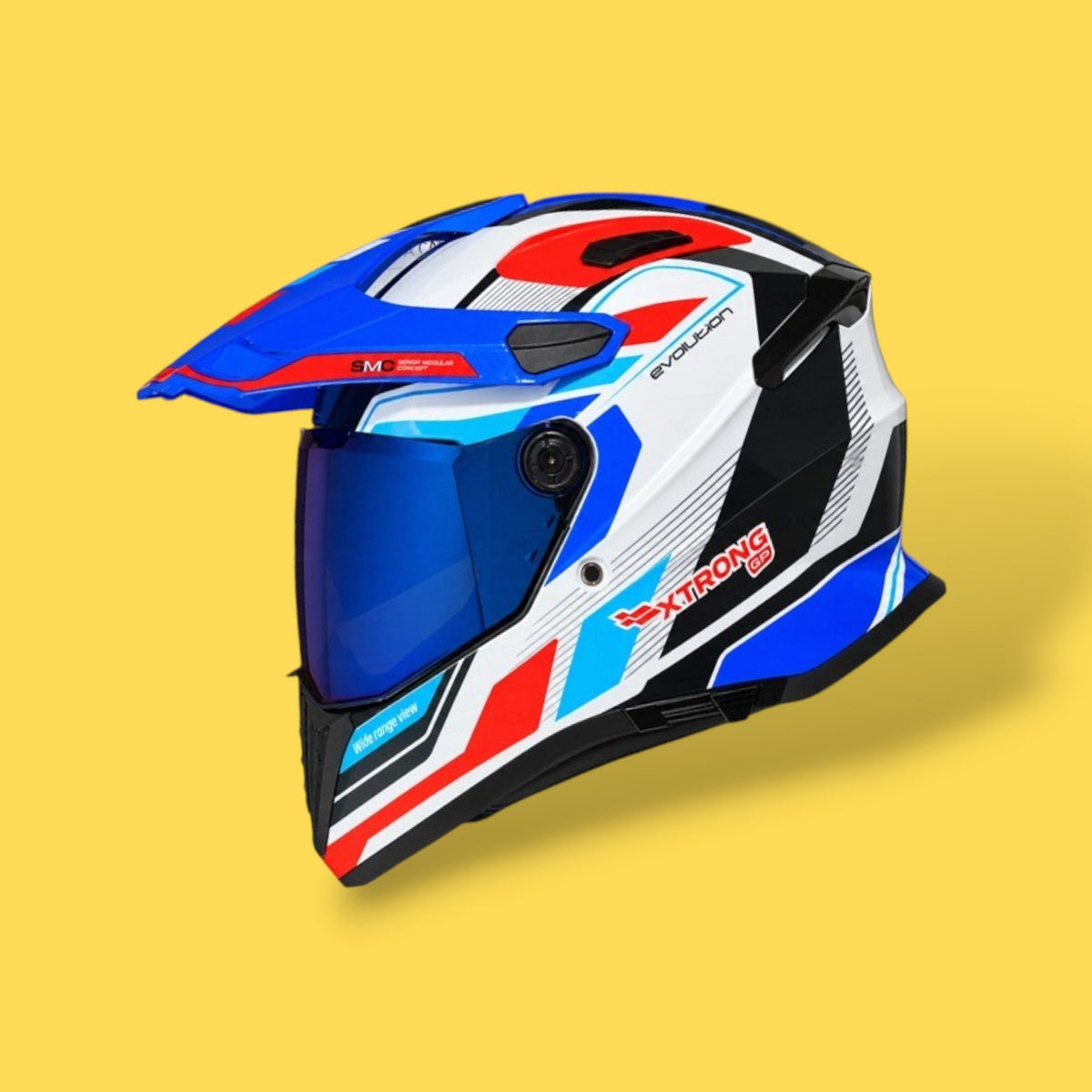 CASCO XTRONG XTR-KLAW JOURNEY ROJO AZUL BRILLO