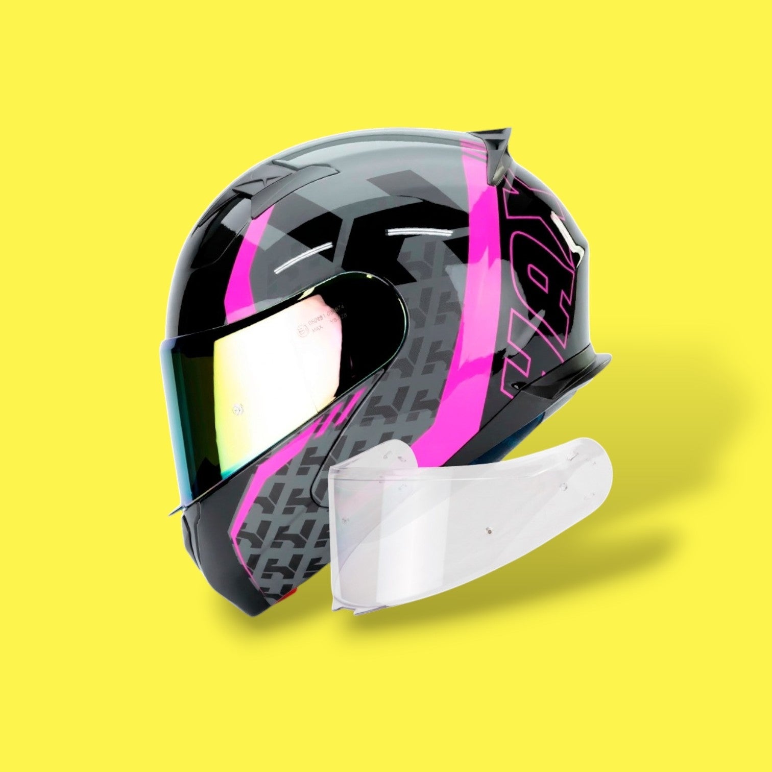 CASCO HAX AMATISTA ABATIBLE WIND NEGRO ROSA BRILLO