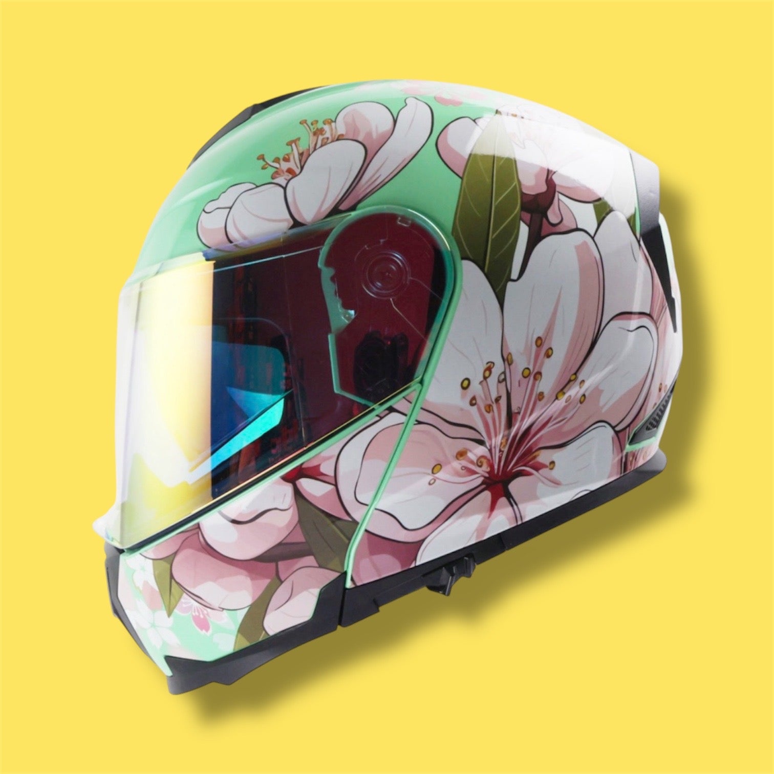 CASCO RODA REVENGE PRO VERDE SAKURA ABATIBLE MICA ROSA SVS