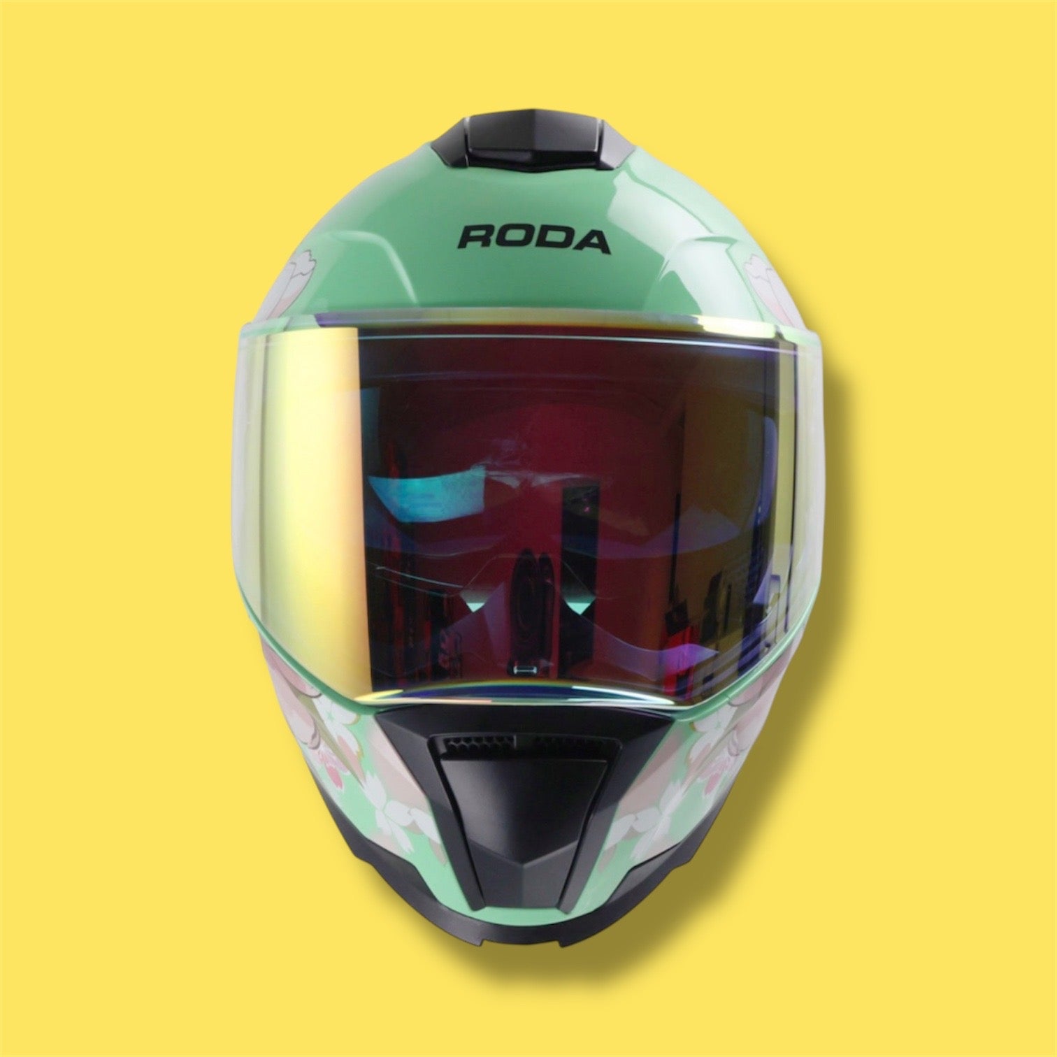 CASCO RODA REVENGE PRO VERDE SAKURA ABATIBLE MICA ROSA SVS