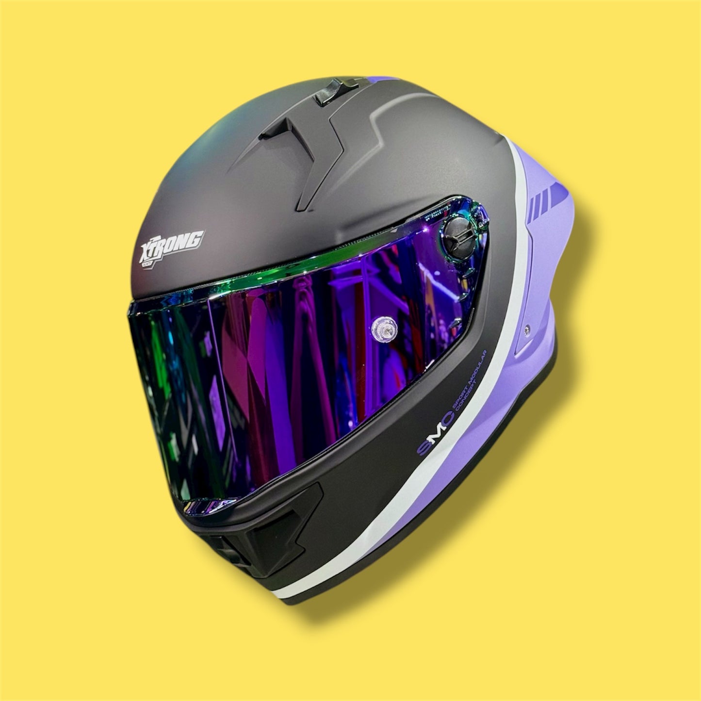 CASCO XTRONG 352 R1 GLOW NEGRO/MORADO