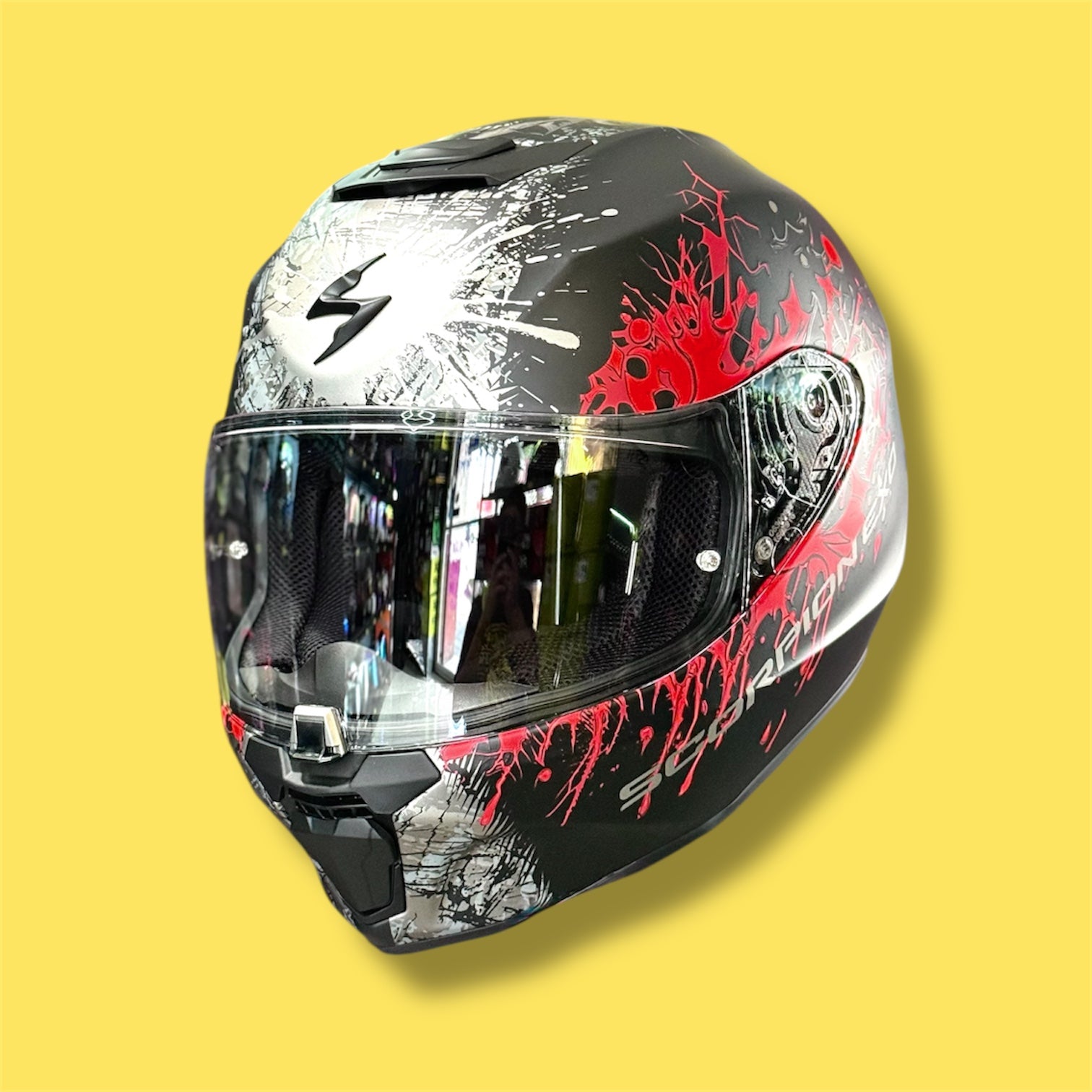 CASCO SCORPION EXO 391 FULL FACE WOLF SILVER RED