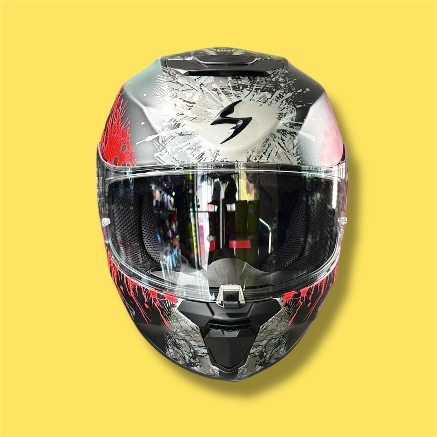 CASCO SCORPION EXO 391 FULL FACE WOLF SILVER RED