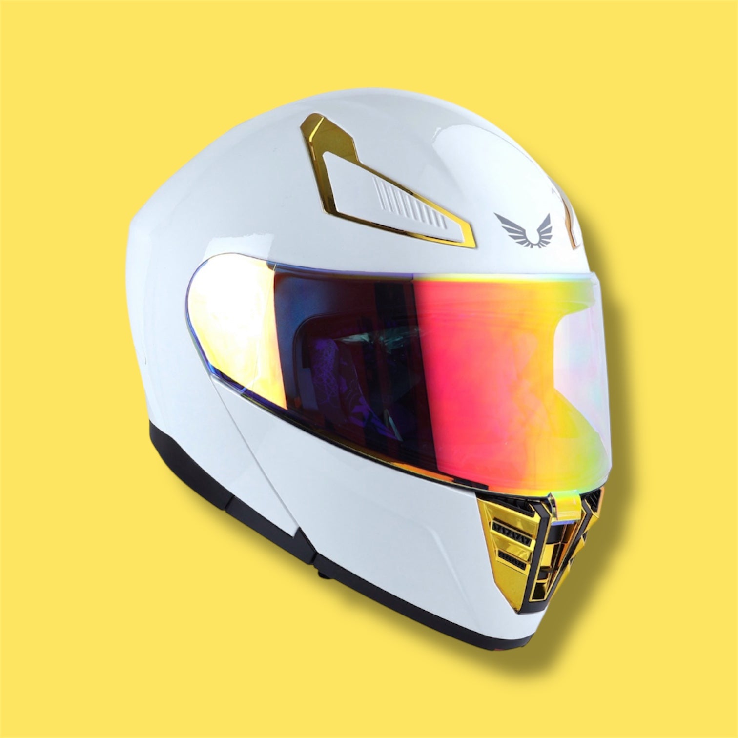 CASCO BKR RAVEN BLANCO MICA DORADA ABATIBLE SVS