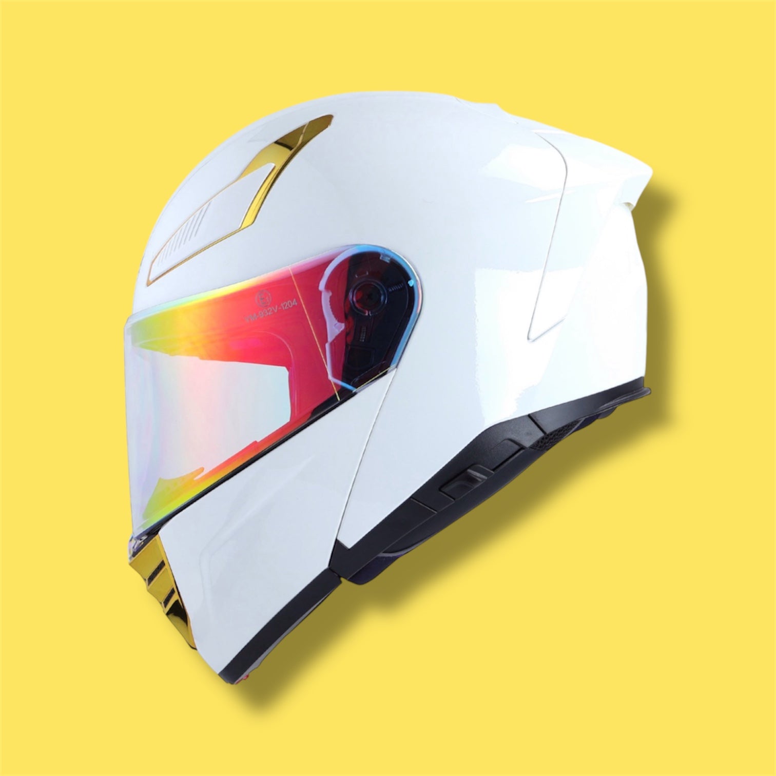 CASCO BKR RAVEN BLANCO MICA DORADA ABATIBLE SVS