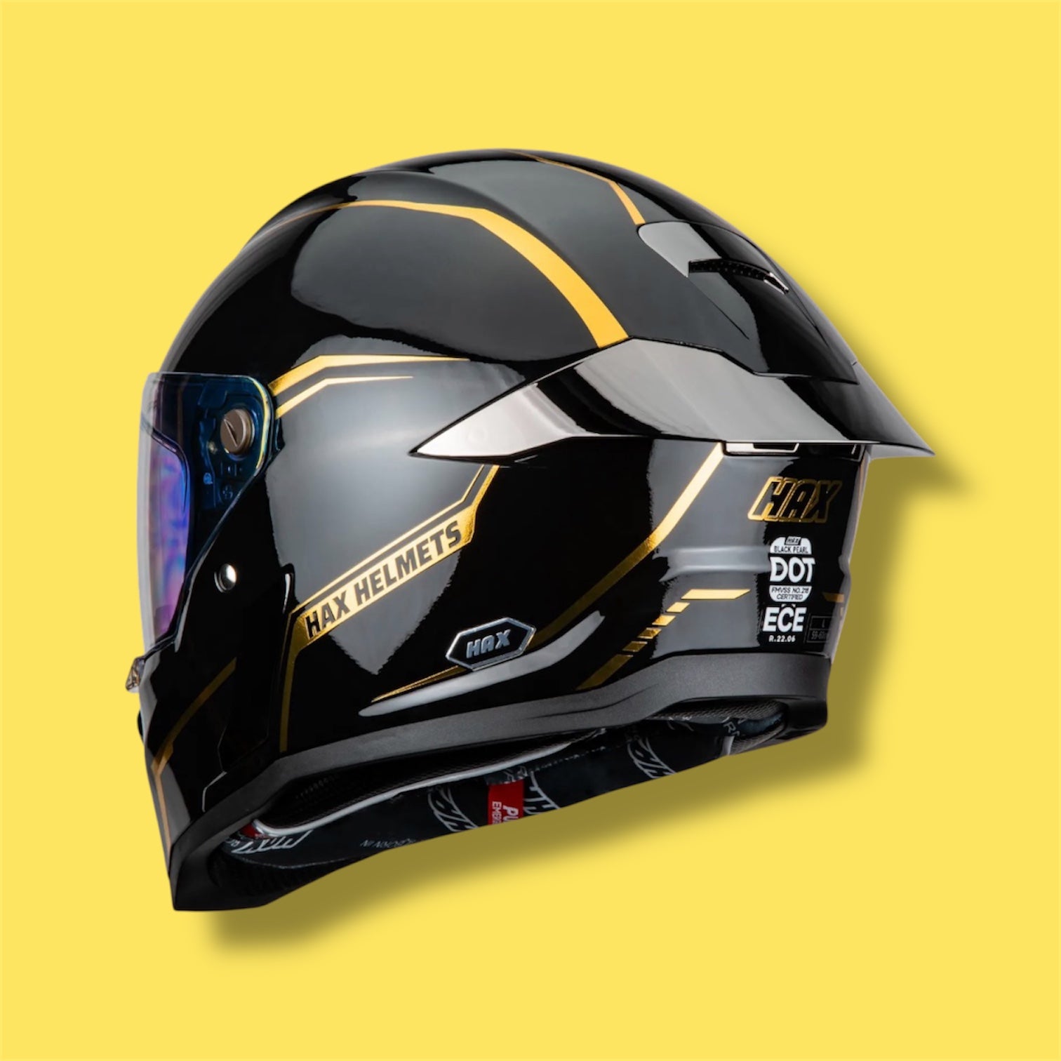 CASCO HAX INTEGRAL BLACK PEARL TRONN NEGRO DORADO BRILLO