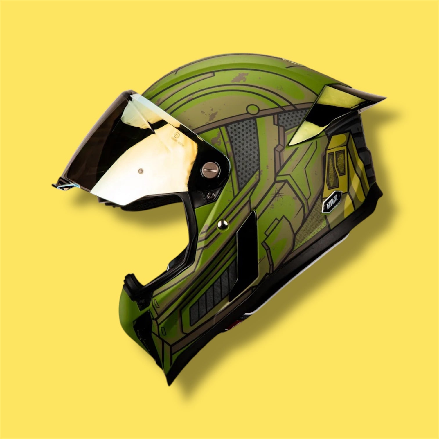 CASCO HAX INTEGRAL BLACK PEARL SPARTAN VERDE MATE