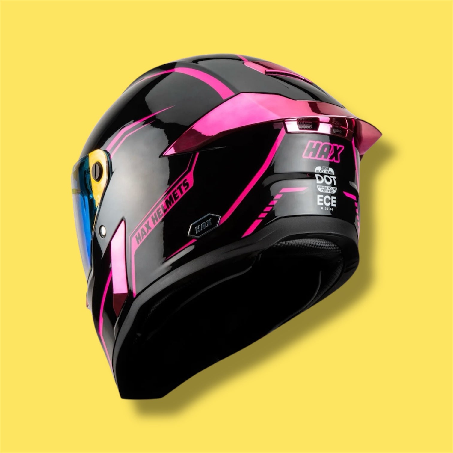 CASCO HAX INTEGRAL BLACK PEARL SOLID NEGRO ROSADO BRILLO