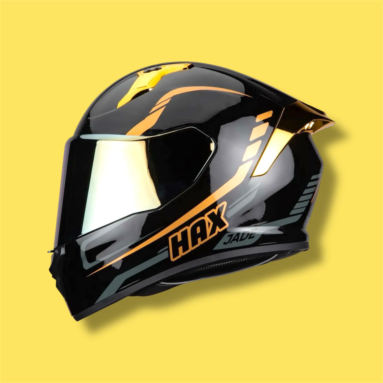 CASCO HAX JADE SOLID NEGRO DORADO BRILLO