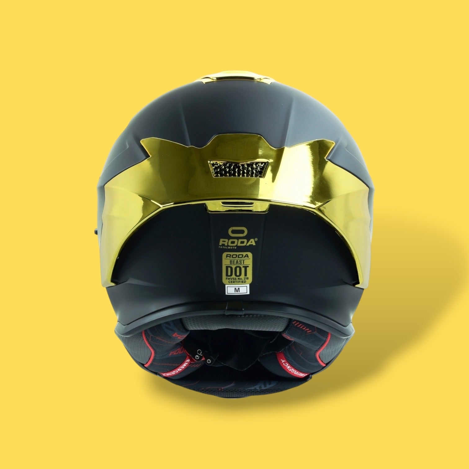 CASCO RODA BEAST COURSE NEGRO MATE ALERÓN DORADO