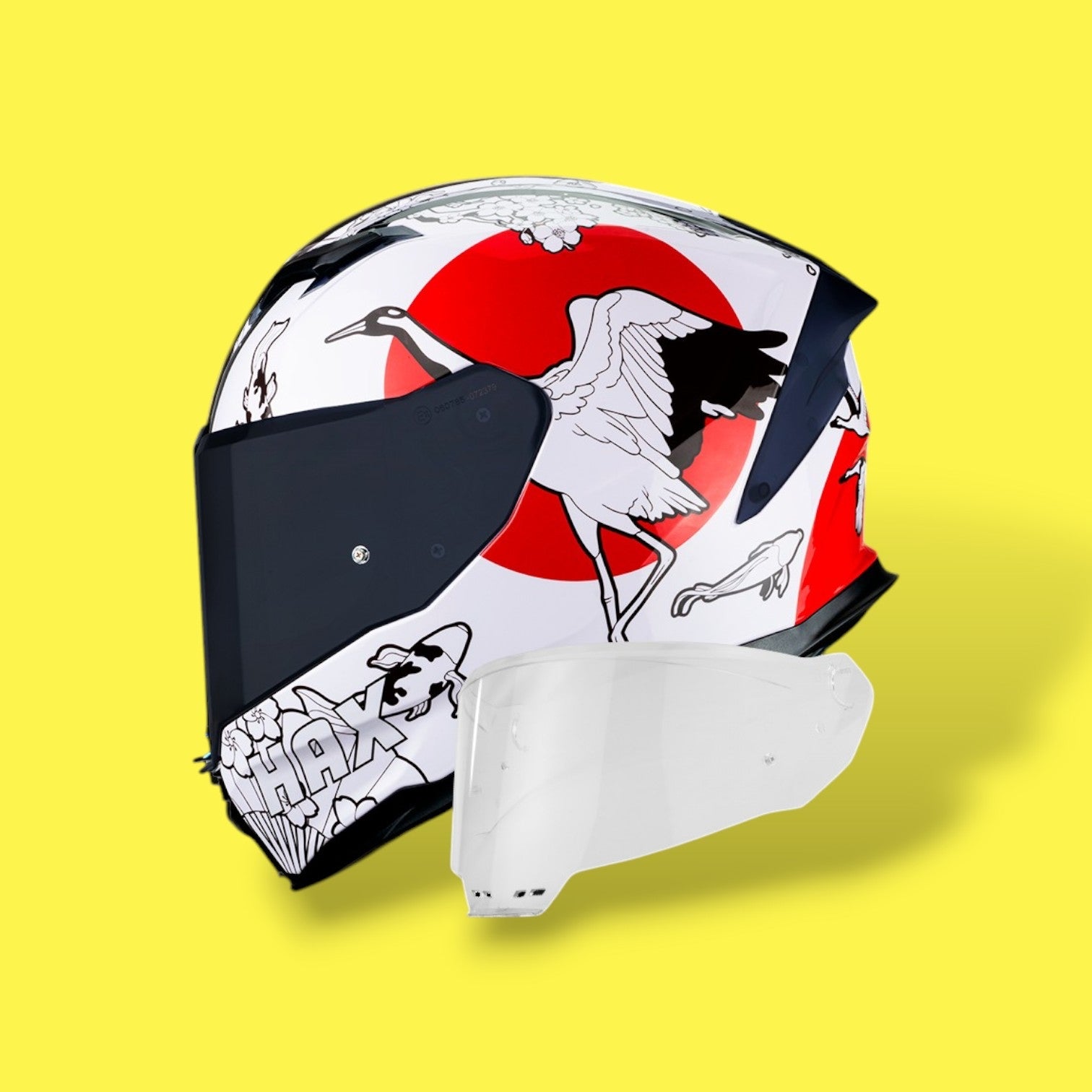 CASCO INTEGRAL HAX FORCE BIRD BLISS BLANCO ROJO BRILLO